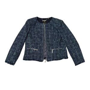NWT Ted Baker Blazer - Size 8 - Teal Tweed  w/ Zipper Details